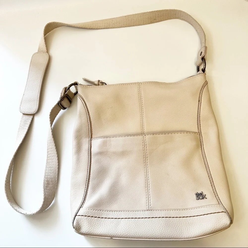 The Sak White Leather Crossbody Bag Adjustable Strap - Picture 3 of 11